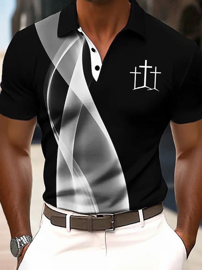 Casual Faith In Jesus Truth Road Contrast Color Polo para hombre