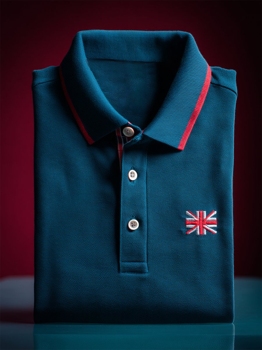 Camisa polo ejecutivo casual Union Jack Button de manga corta para hombre