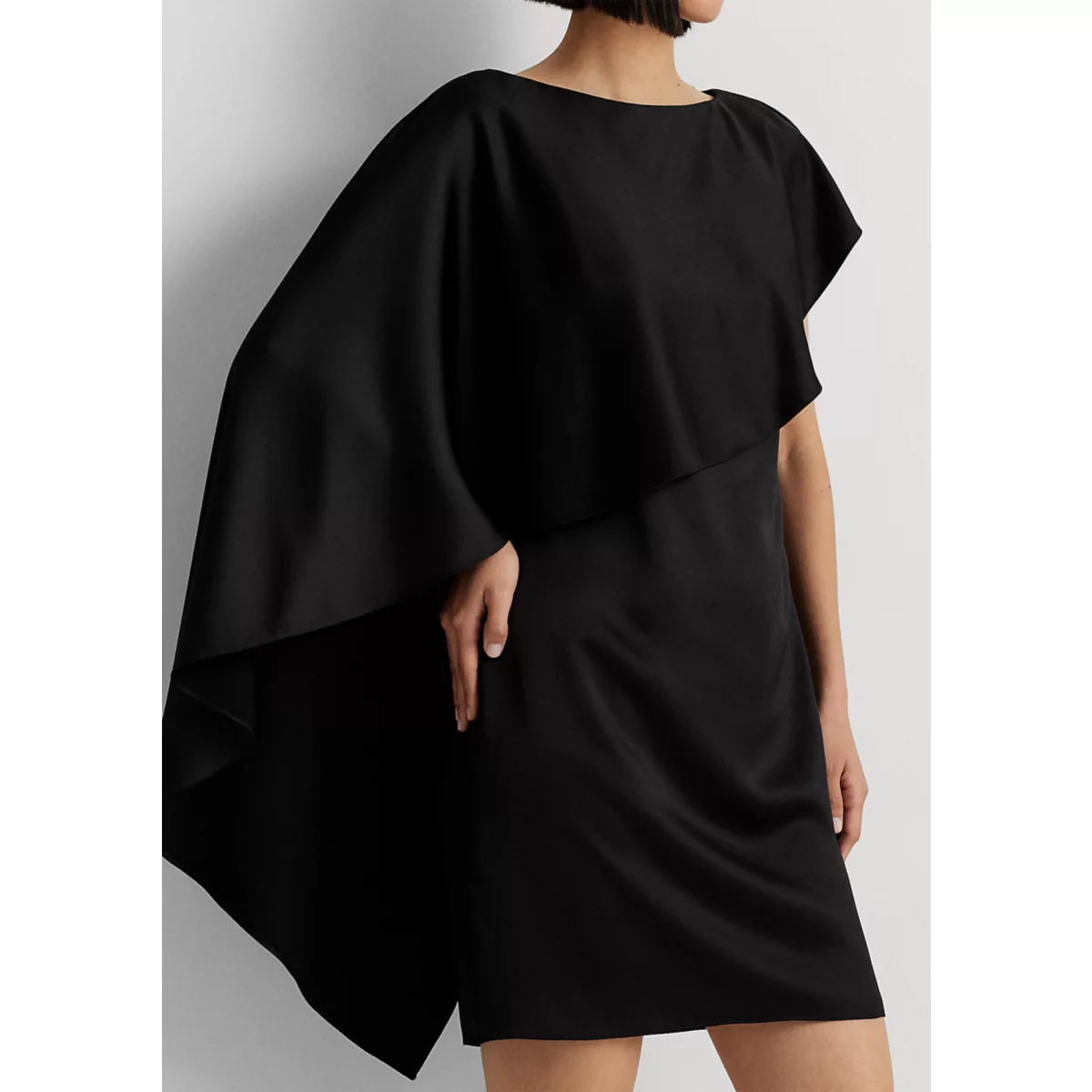 Satin Cape Cocktail Dress - 3