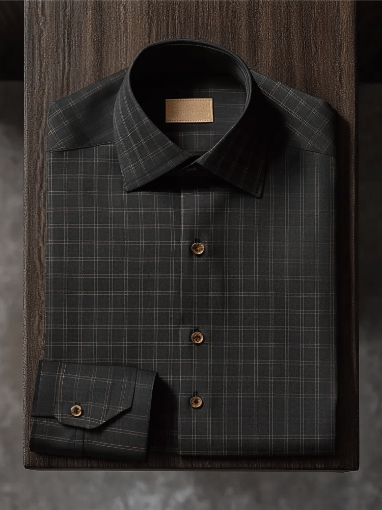 Camisa de lujo Romantic Contrast Color estampado de manga larga para hombre