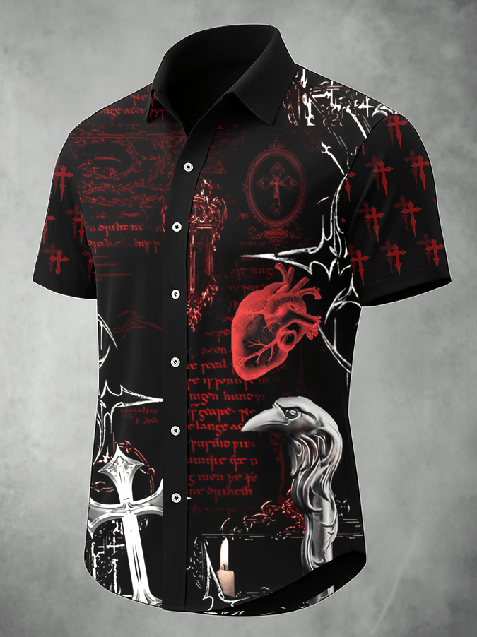 Camisa Dark Skull estampado vintage casual para hombre
