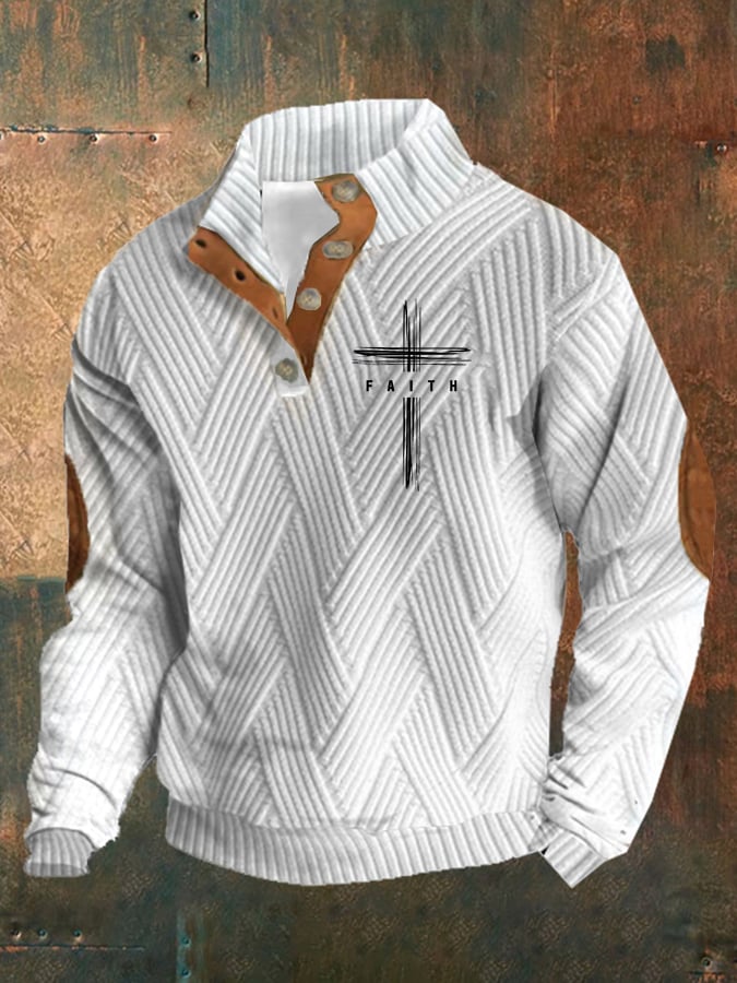 Sudadera retro Faith Design jacquard a cuadros Fabric casual para hombre