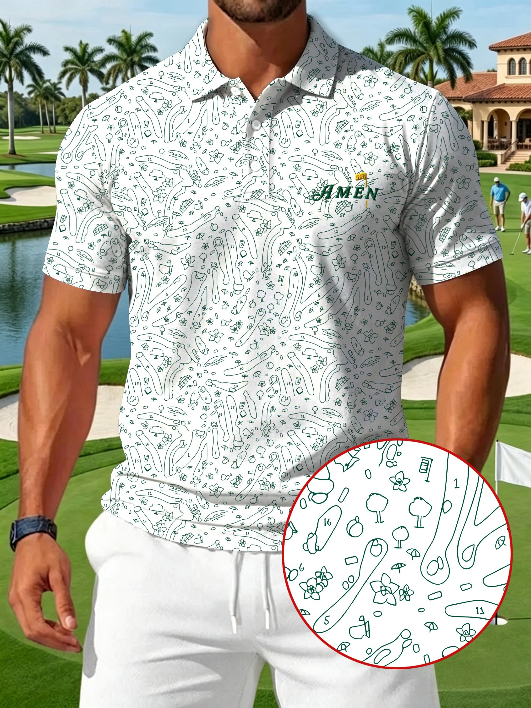 Golf estampado casual Polo para hombre