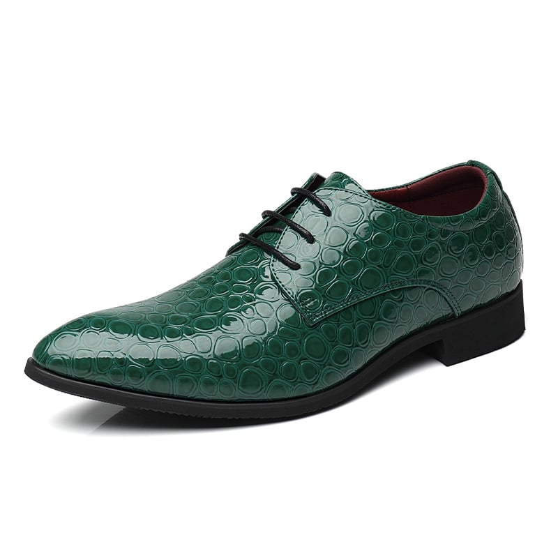 Zapatos elegantee Embossed Pointed Toe Patent cuero para hombre