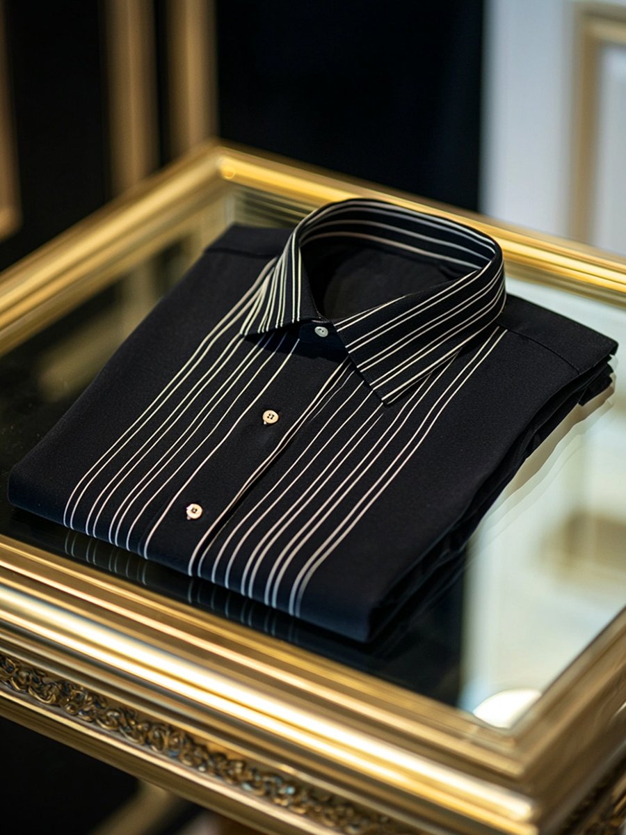 Camisa ejecutivo casual a rayas de manga larga para hombre