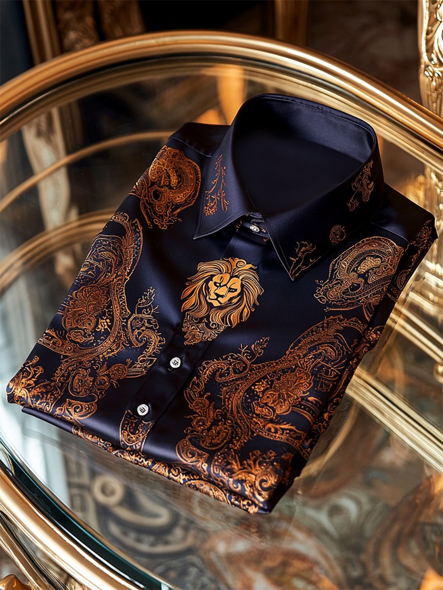 Camisa satén Luxe de manga larga con botones para hombre