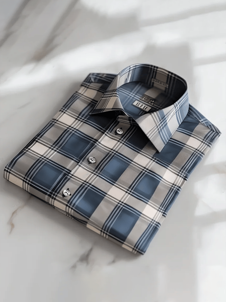 Camisa satén Luxe estampado de manga corta Button para hombre