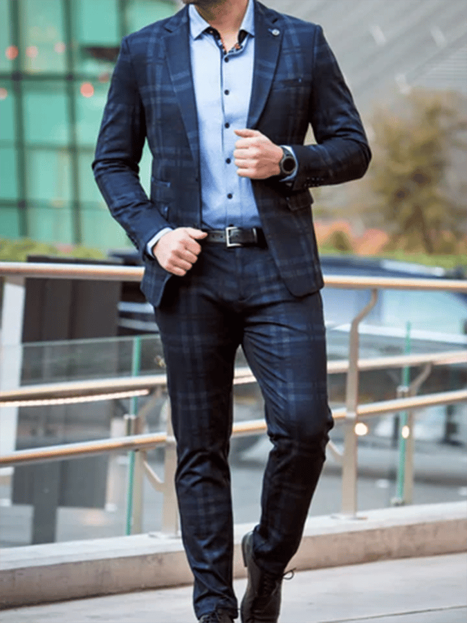 Chaqueta vintage Single-Breasted a cuadros Gentleman's ejecutivo Suit para hombre