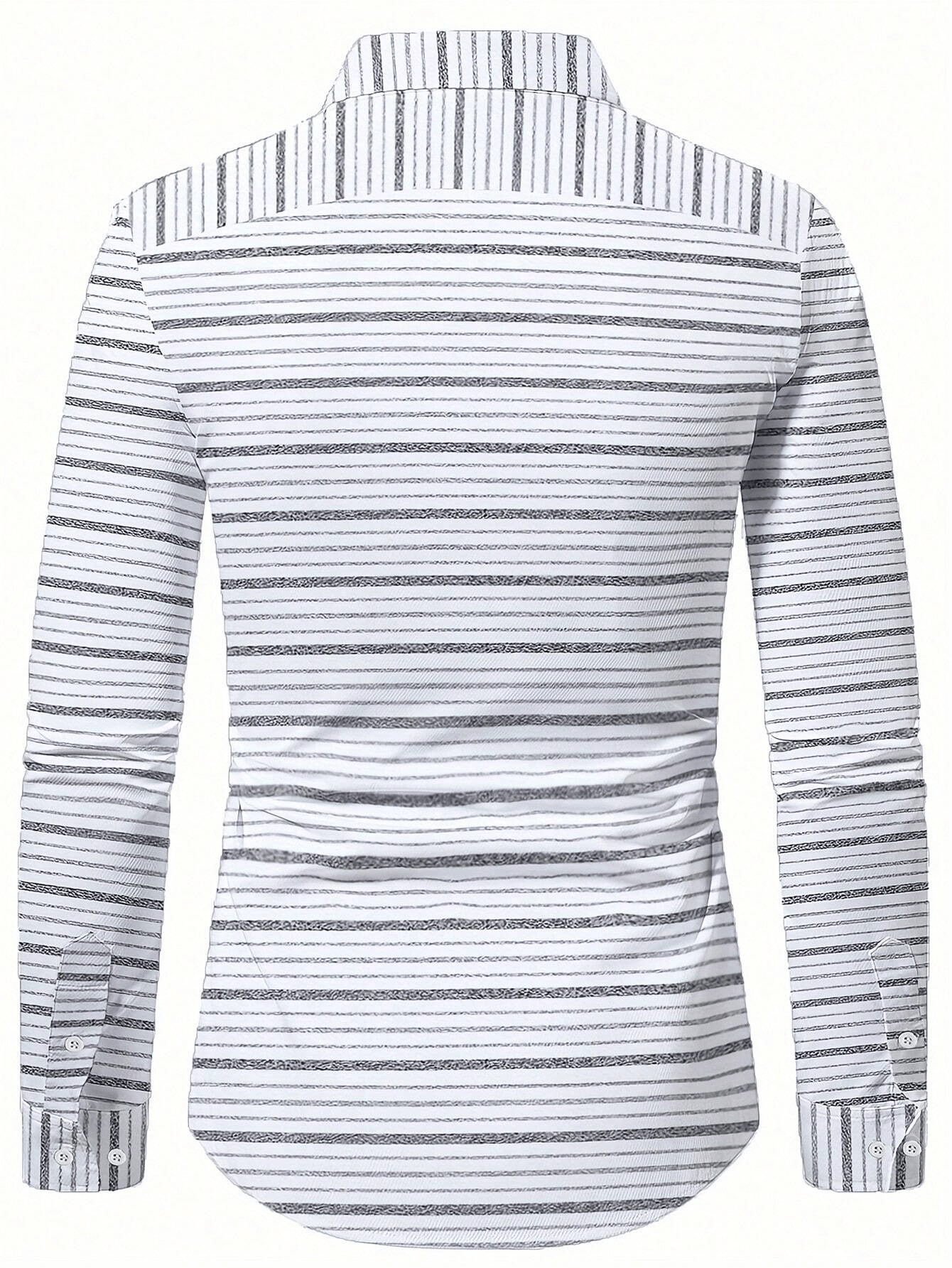 Camisa rayas estampado ejecutivo de manga larga para hombre