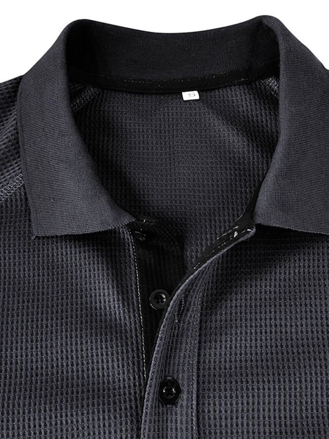 Camisa polo Athletic casual Waffle de manga larga Half Button