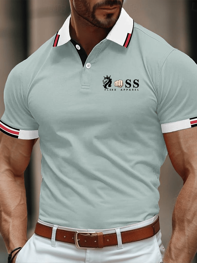 Camisa polo elegantee Letter estampado casual para hombre