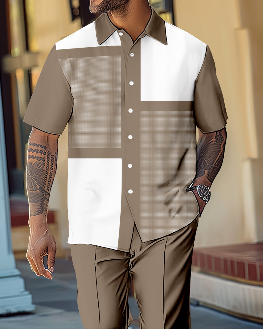 Camisa retro Gorgeous de manga corta Walking Suit 1062 para hombre