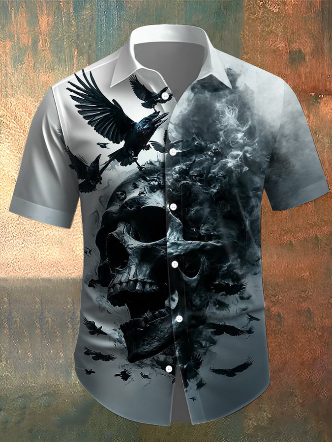 Camisa Skull estampado casual para hombre