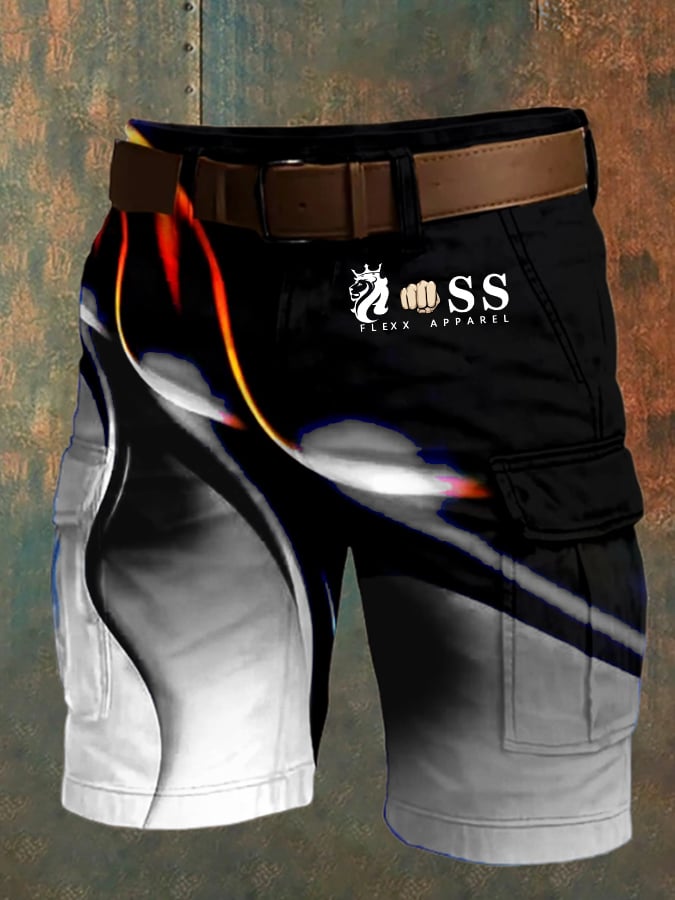 para hombre retro Letter Print Multi-Pocket Design Cargo shorts