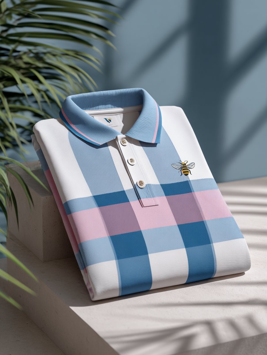 Camisa polo Check ejecutivo casual de manga corta para hombre