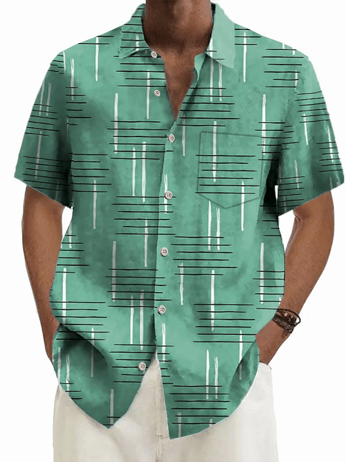 Camisa vintage Textured estampado casual (With Pockets) para hombre