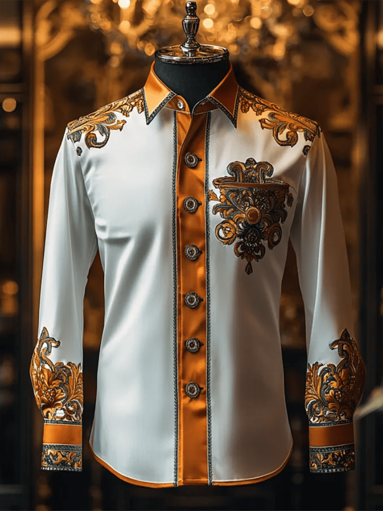 Camisa satén Luxe de manga larga con botones para hombre