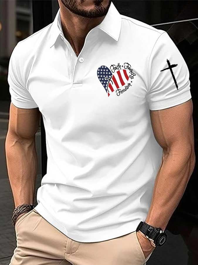 Camisa polo Faith American flag estampado para hombre