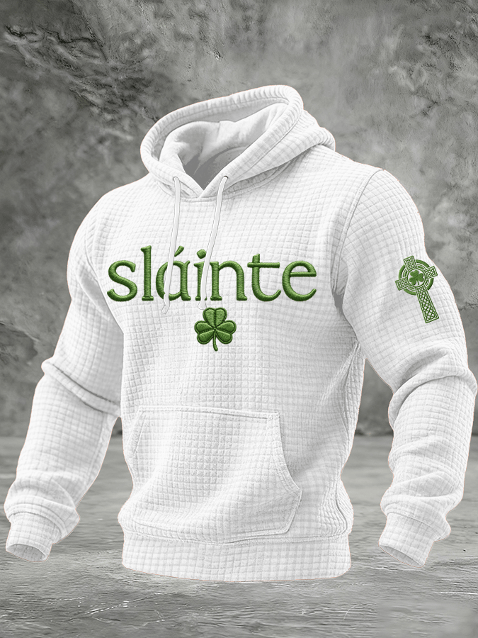 Sudadera St. Patrick's Day estampado Checkered con gorrasucha para hombre