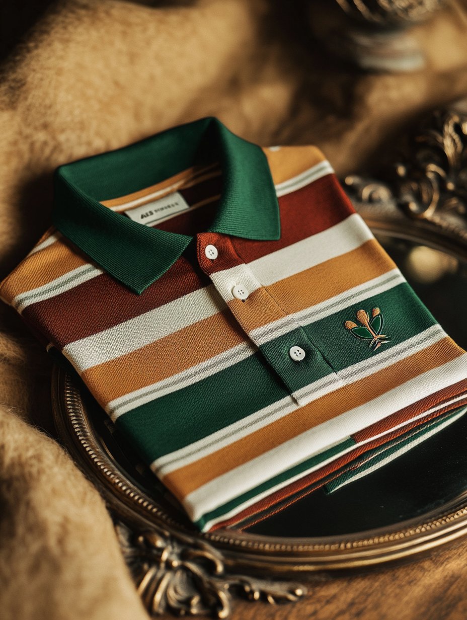 para hombre retro ejecutivo Stripe Print de manga larga camisa polo