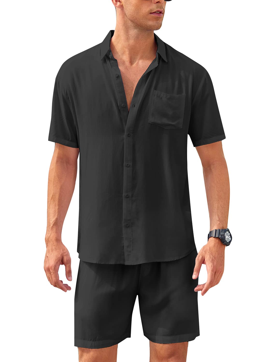 Camisa casual Apricot Vacation Style & shorts Set para hombre