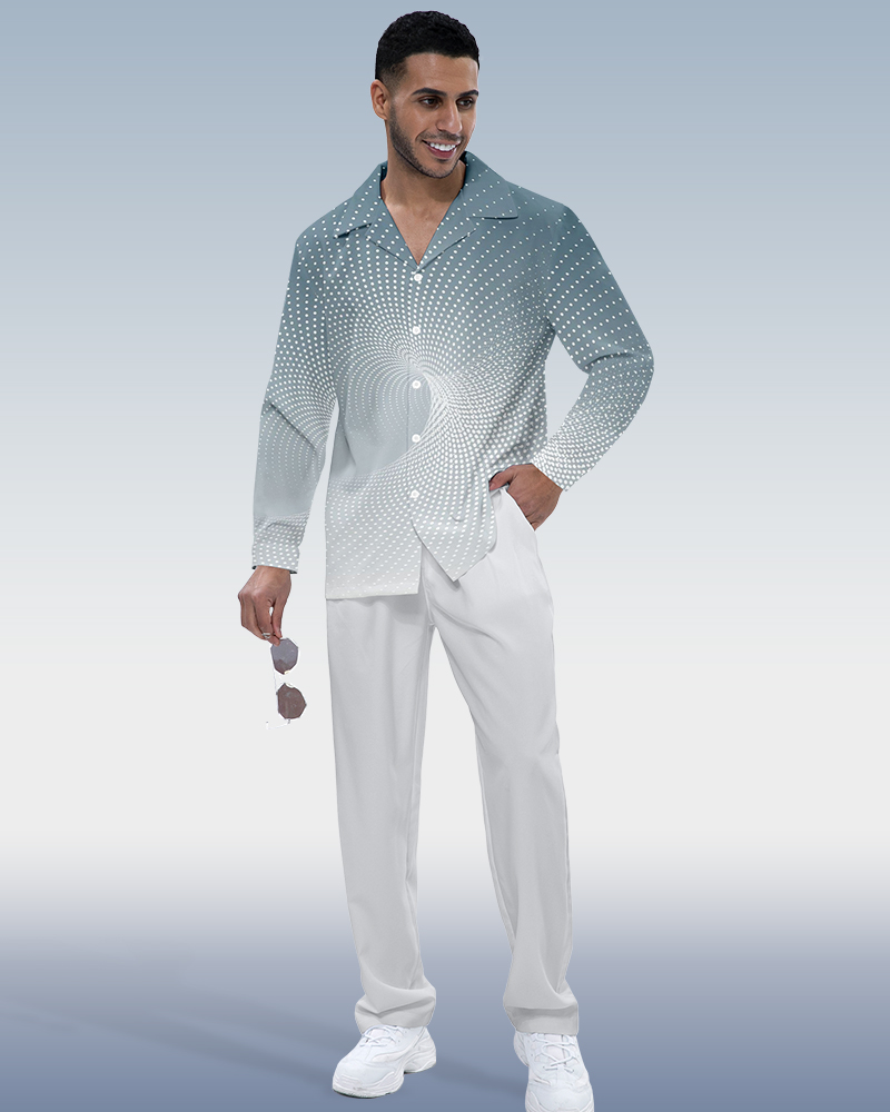 Camisa Suitmens Gradient Polka Dot de manga larga Walking Set 286 para hombre