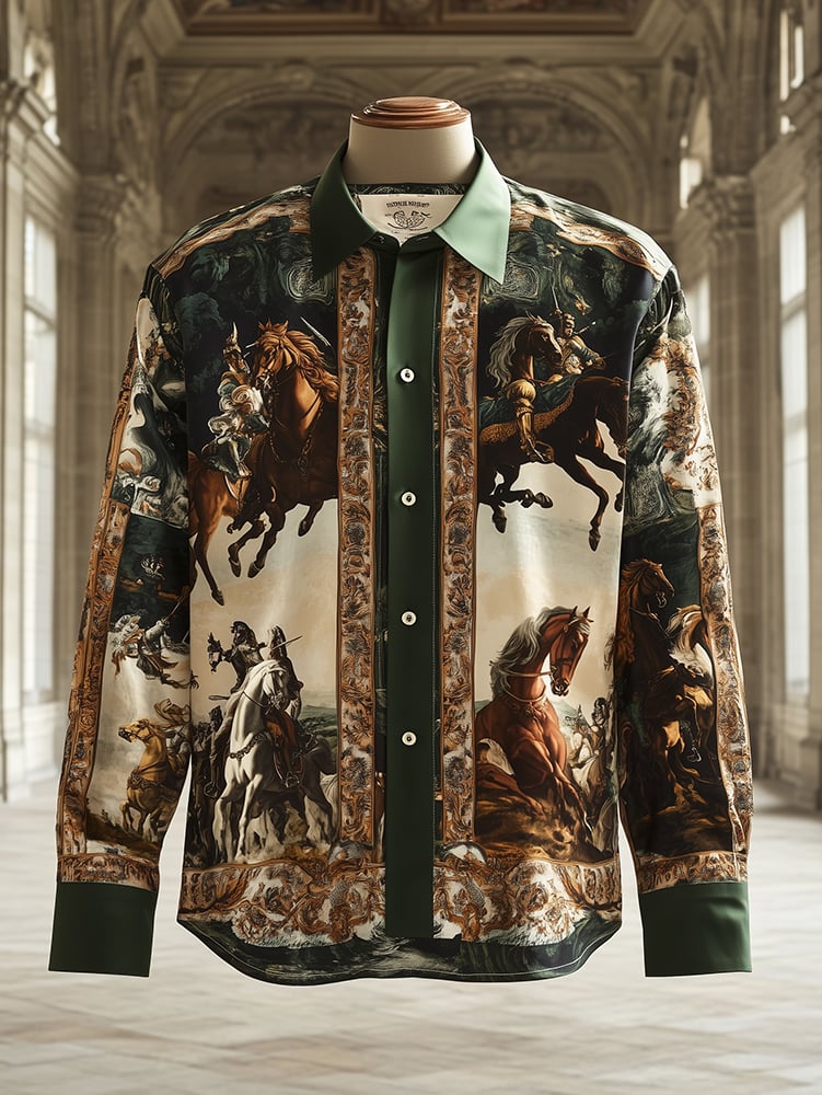 Camisa satén Luxe Baroque de manga larga con botones para hombre