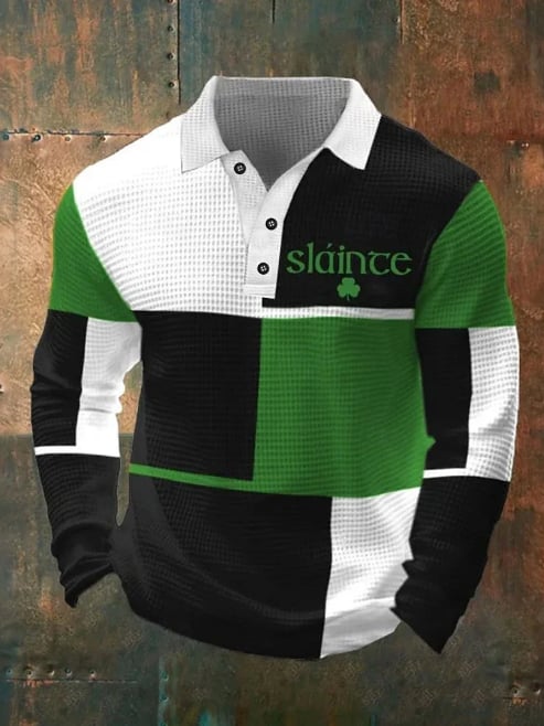Camisa St. Patrick en bloques de color Shamrock Waffle polos para hombre