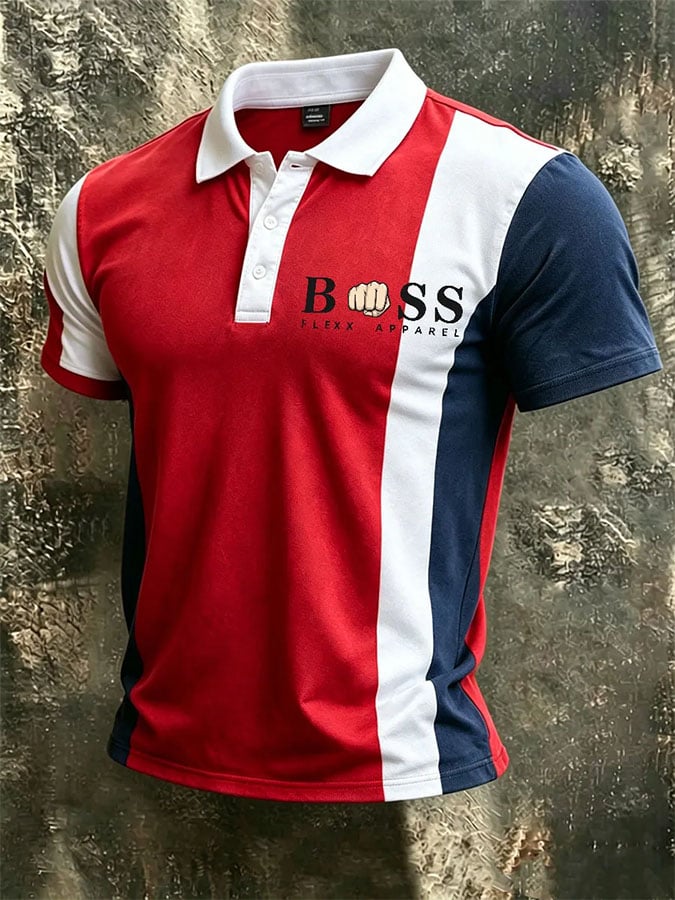 Camisa polo estampado de manga corta para hombre