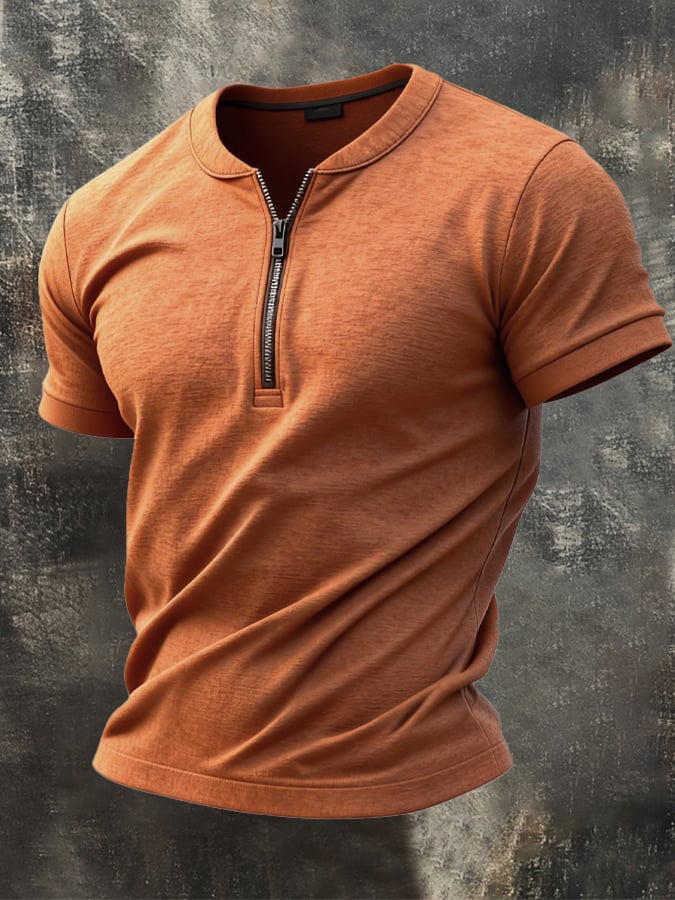 Camiseta retro cierre Waffle para hombre