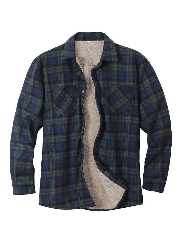 Camisa retro de moda a rayas estampado polar para hombre