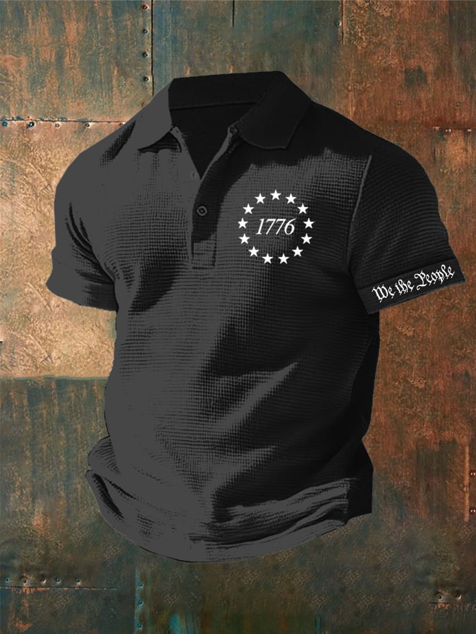 Camisa polo 1776 We The People estampado Waffle para hombre