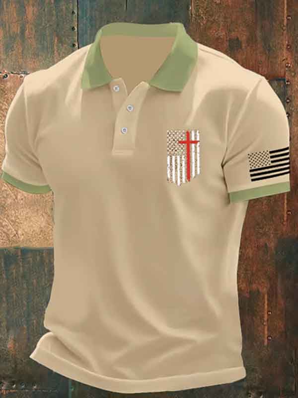 Camisa polo ejecutivo casual a rayas Button de manga corta para hombre