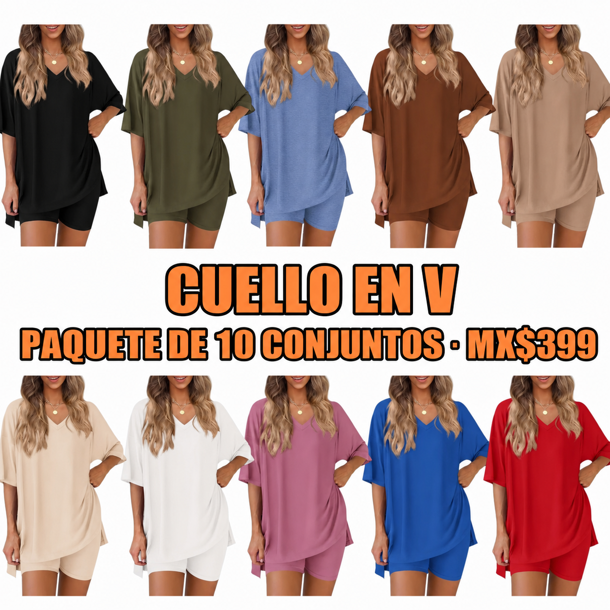 Conjunto oversize de sudadera y short ciclista para mujer · vista 10
