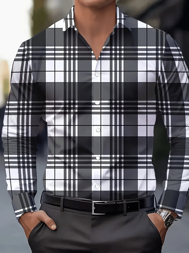 Camisa a cuadros ejecutivo de manga larga para hombre