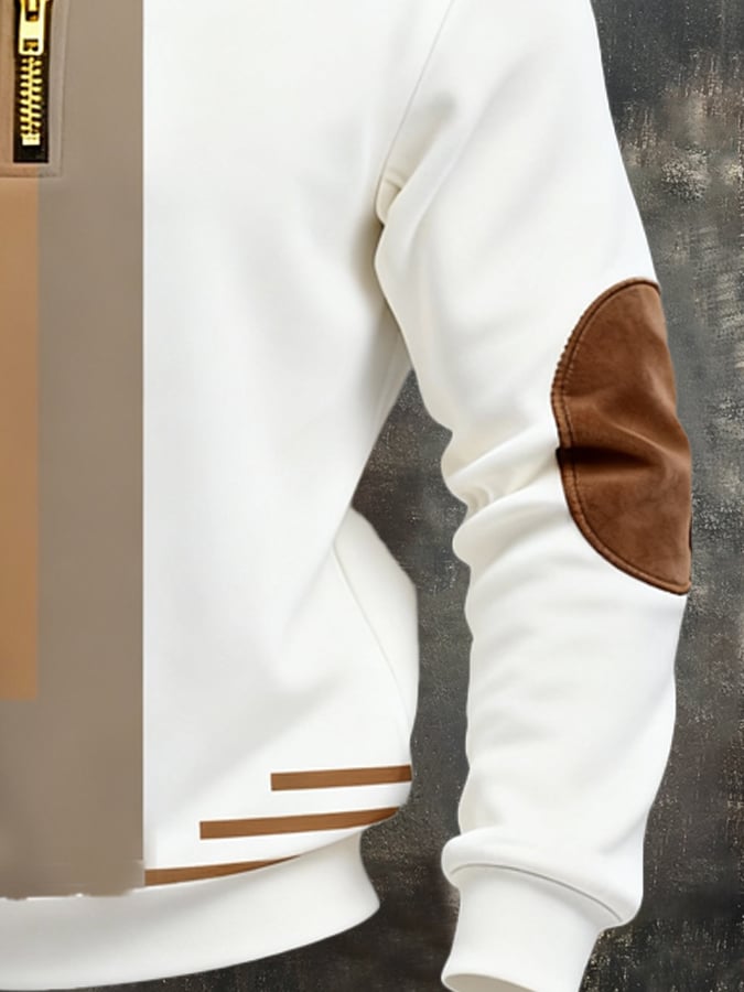 Sudadera retro en bloques de color estampado cierre para hombre