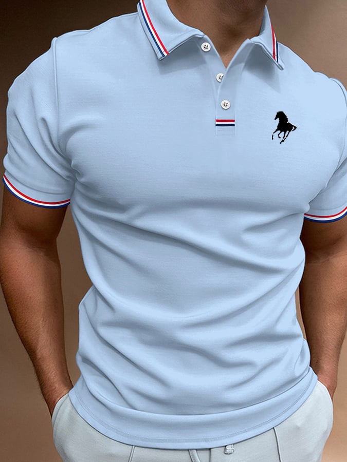 Camisa polo Horse estampado casual para hombre