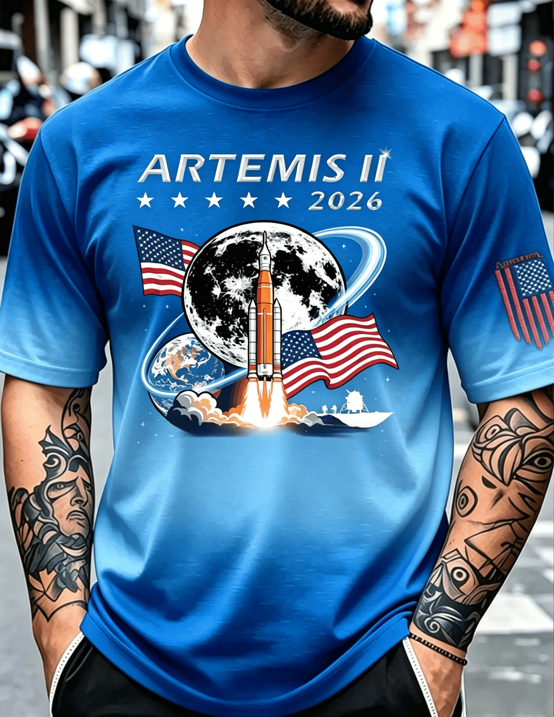 Camiseta Artemis II Moon Mission Themed Trendy for Space Enthusiasts para hombre