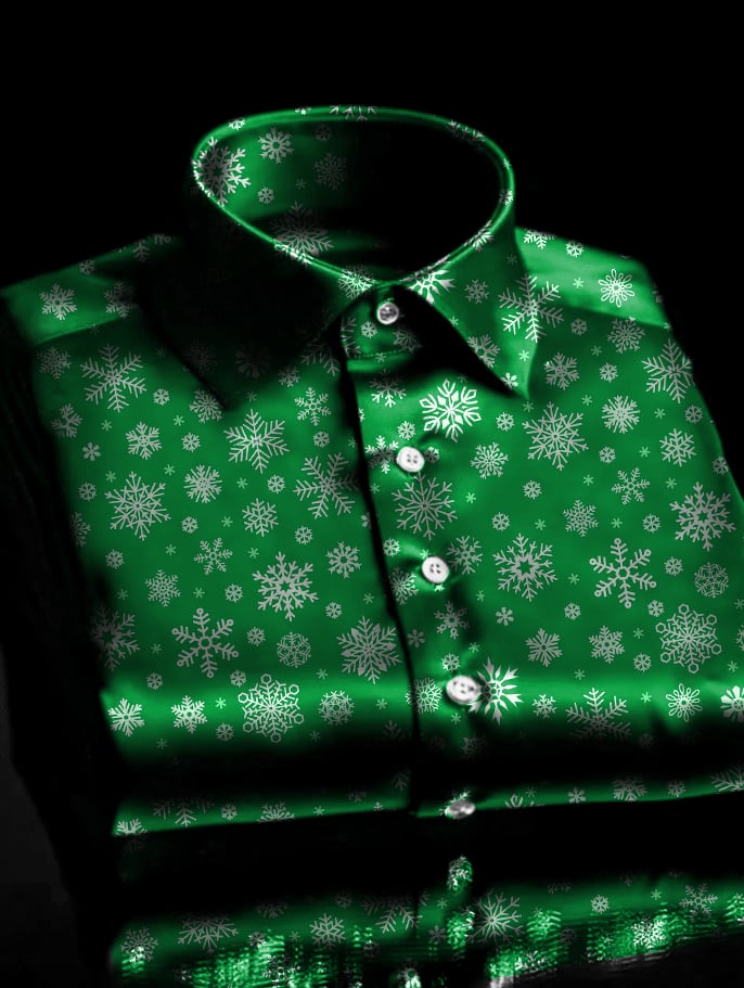 Satén ejecutivo Christmas camisas para hombre