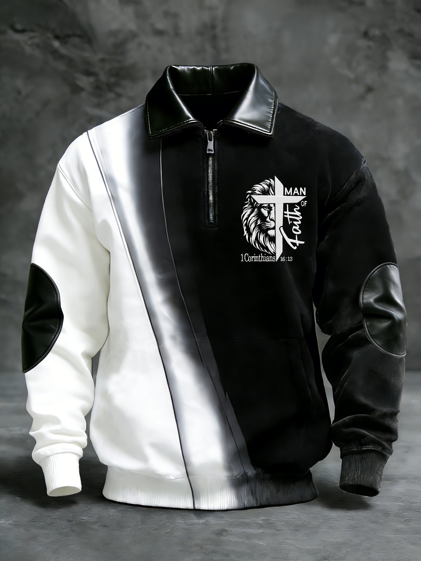 Winter Faith estampado Stand-Collar Top-Fast Shipping para hombre