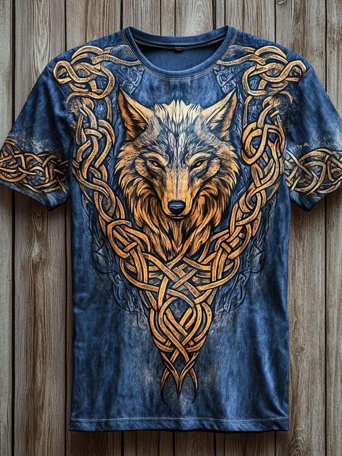 Camiseta Viking Celtic Wolf Art para hombre