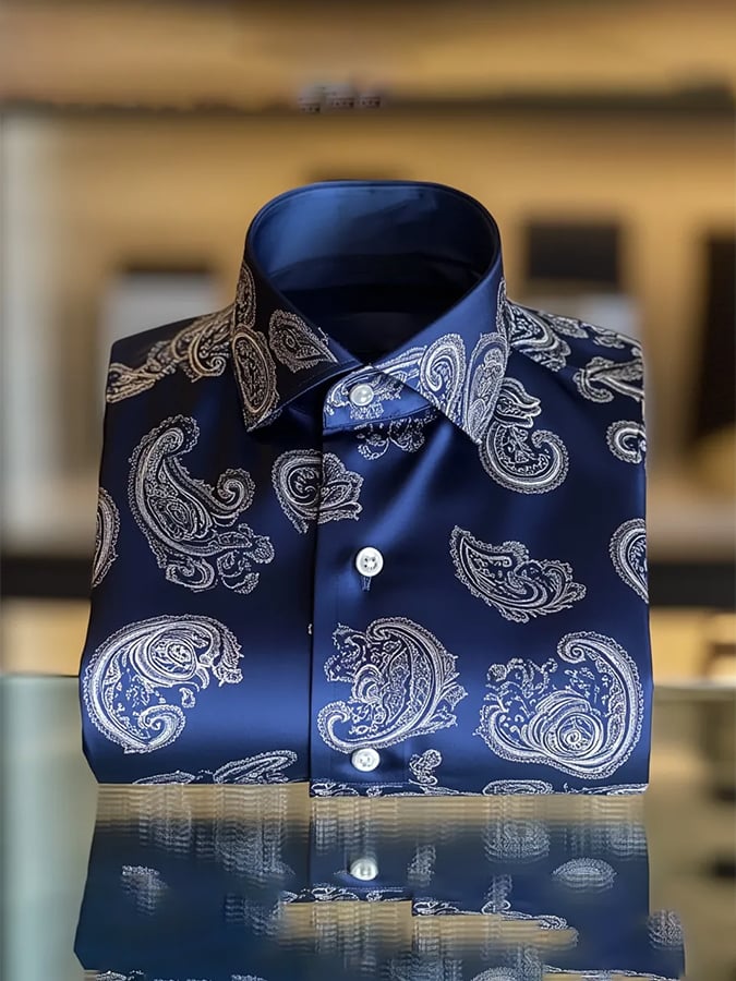 Camisa de moda ejecutivo de lujo Design estampado de manga larga para hombre