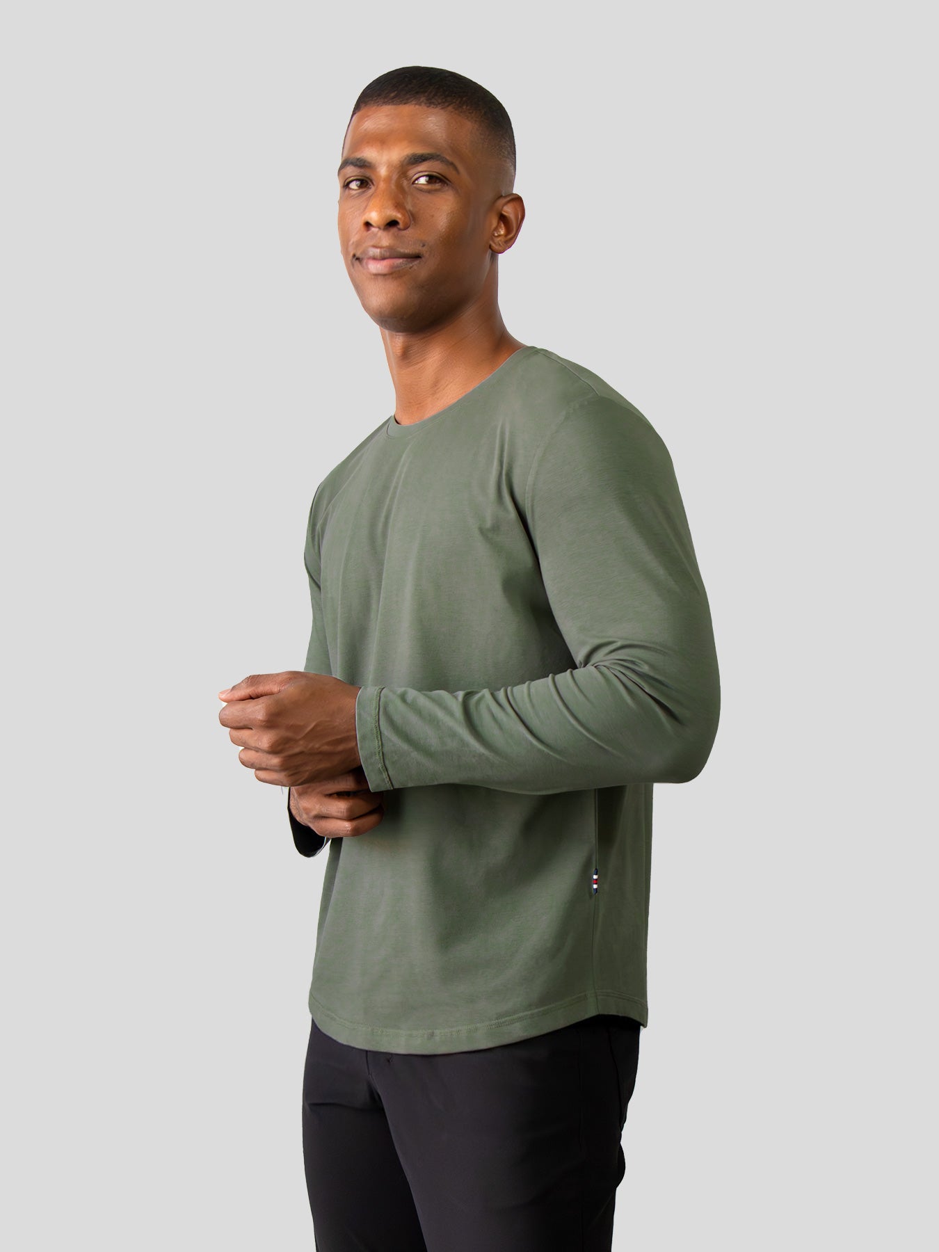 StaySmooth de manga larga Curve Hem Tee: de corte entallado