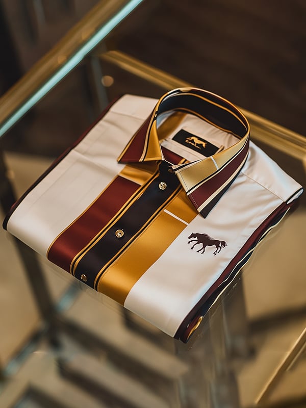 Camisa satén Luxe estampado de manga corta Button para hombre