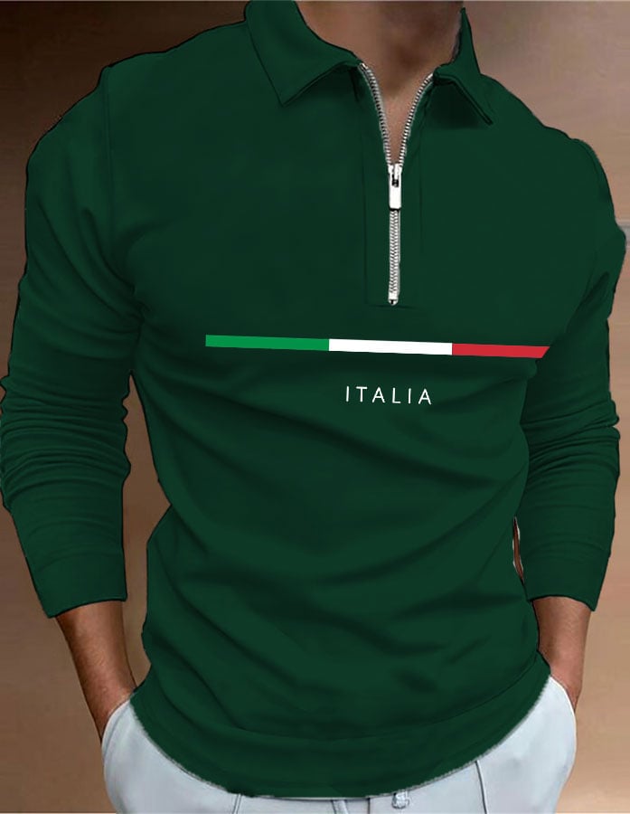 Camisa polo "Italy" estampado con cierre para hombre