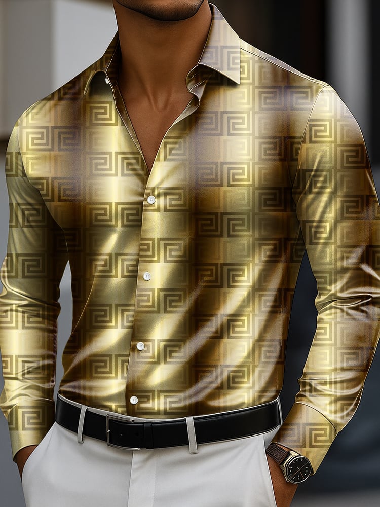 Camisa clásico ejecutivo casual Luxe de manga larga con botones para hombre