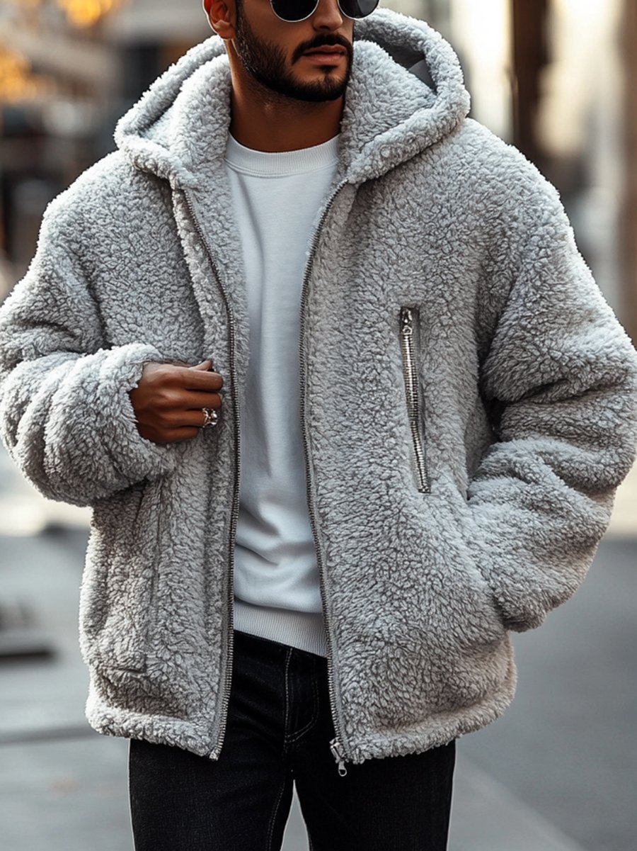 Chaqueta casual polar Hooded abrigo para hombre