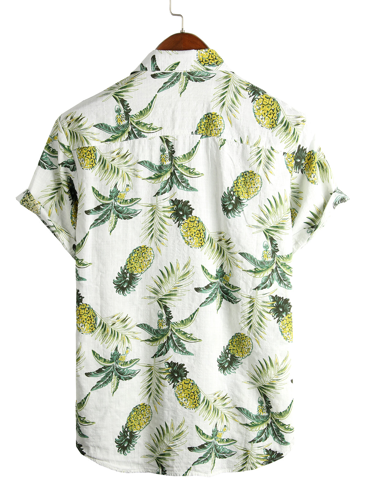 Camisa Pineapple floral Tropical Fruit de algodón Button Up Summer Beach Hawaiian para hombre