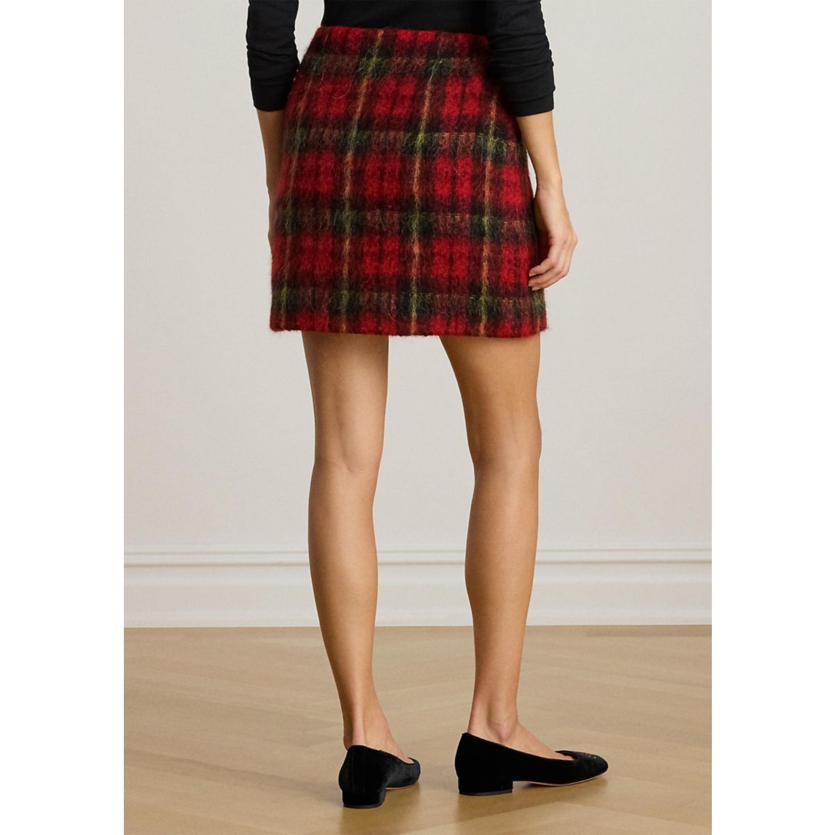 Women's Plaid Mohair Pencil Miniskirt - 2