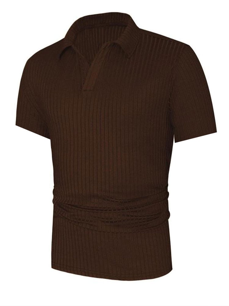 Camisa polo tejido de manga corta a rayas Pullover